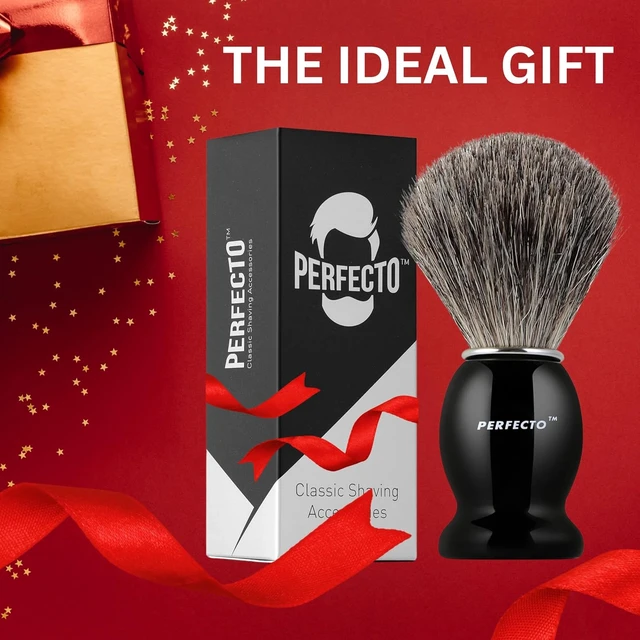 Alt view image 2 of 7 - Perfecto 100% Pure Badger Shaving Brush-Black Handle- Engineered for The Best Shave of Your Life. for, Safety Razor, Double Edge Razor, Straight Razor or Shaving Razor, Its The Best Badger Brush.
