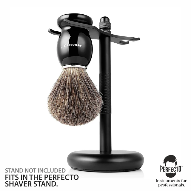 Alt view image 6 of 7 - Perfecto 100% Pure Badger Shaving Brush-Black Handle- Engineered for The Best Shave of Your Life. for, Safety Razor, Double Edge Razor, Straight Razor or Shaving Razor, Its The Best Badger Brush.