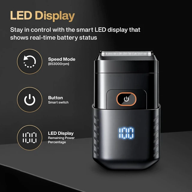 Alt view image 5 of 7 - Electric Foil Shavers for Men, Mini Electric Razor for Face,Dual Floating Heads IPX7 Waterproof Cordless Razor with LED Display & Fast Charge, Perfect for Trips