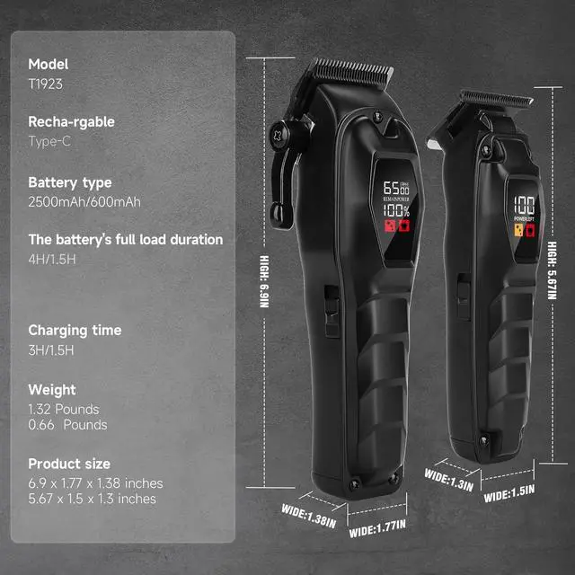 Alt view image 7 of 7 - Hair Clippers for Men Professional Hair Trimmer Powerful Beard Trimmer Hair Cutting Grooming Tool