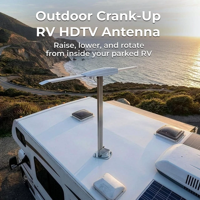 Alt view image 7 of 7 - Winegard Sensar III RV-3095 Amped Outdoor RV TV Antenna - Crank-Up Batwing