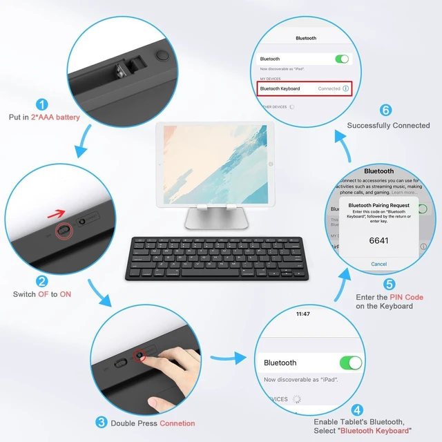 Alt view image 7 of 7 - OMOTON Ultra-Slim Bluetooth Keyboard for iPad,iPad Pro/Air/Mini,iPhone