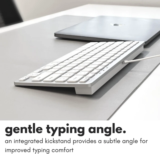 Alt view image 6 of 7 - Macally Small Wired Keyboard for Mac and Windows - 78 Scissor Switch Keys Compatible Apple Keyboard - USB Mini Keyboard that Saves Space and Looks Great - Plug and Play Wired Mac Keyboard - Aluminum