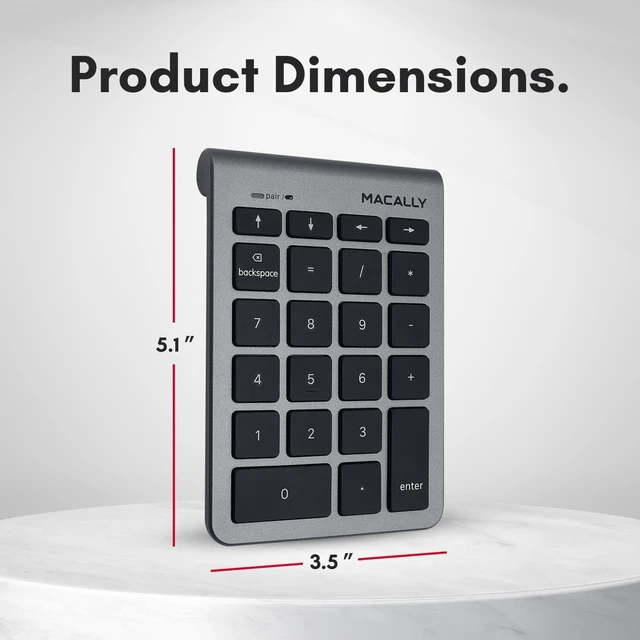 Alt view image 7 of 7 - Macally Bluetooth Number Pad for Laptop - Wireless Numeric Keypad - 22 Key Numeric Keypad for Data Entry, Numpad Compatible with MacBook, iPad, iPhone, iOS, Laptop, PC, Android