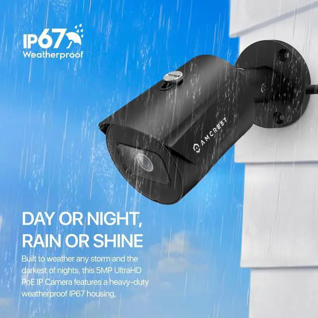 Alt view image 5 of 7 - Amcrest UltraHD 5MP Outdoor POE Camera 2592 x 1944p Bullet IP Security Camera, Outdoor IP67 Waterproof, 103° Viewing Angle, 2.8mm Lens, 98.4ft Night Vision, 5-Megapixel, IP5M-B1186EB-28MM (Black)