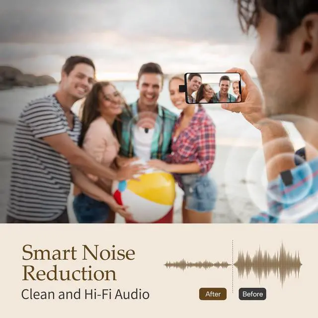 Alt view image 6 of 6 - Wireless Lavalier Microphone, Wireless Clip Microphone,Wireless Lapel Microphone for iPhone 15/Pro/iPad, Android, HI-FI Sound Quality for Tiktok, YouTube, Video Recording, Black