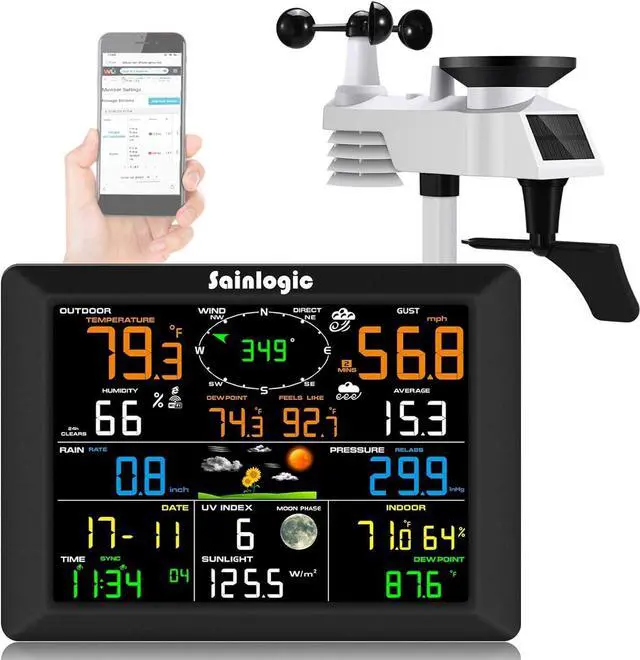 Main image of WiFi Weather Station, 8.3 inch Large Display Wireless Weather Station, Weather Station Wireless Indoor Outdoor with Rain Gauge and Wind Speed, Weather Forecast, Wind Gauge, Wunderground