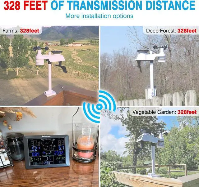 Alt view image 5 of 7 - WiFi Weather Station, 8.3 inch Large Display Wireless Weather Station, Weather Station Wireless Indoor Outdoor with Rain Gauge and Wind Speed, Weather Forecast, Wind Gauge, Wunderground