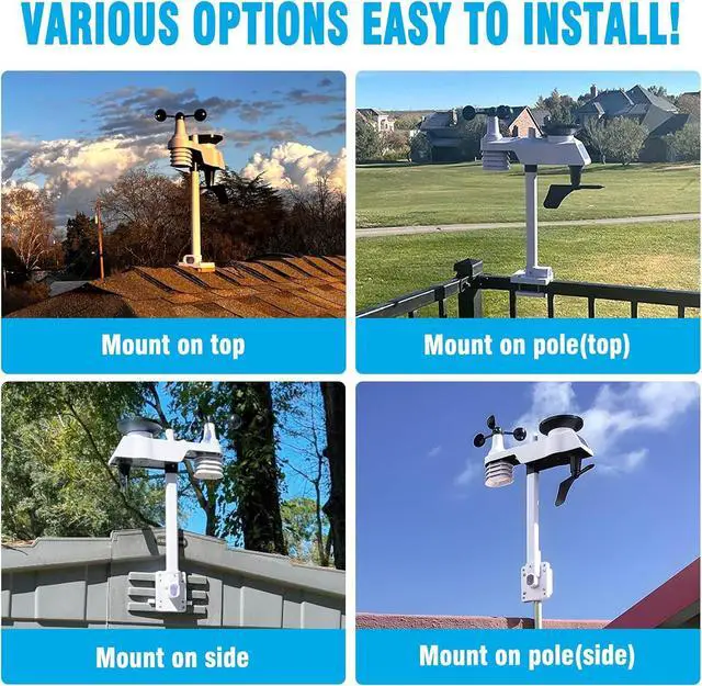Alt view image 6 of 7 - WiFi Weather Station, 8.3 inch Large Display Wireless Weather Station, Weather Station Wireless Indoor Outdoor with Rain Gauge and Wind Speed, Weather Forecast, Wind Gauge, Wunderground