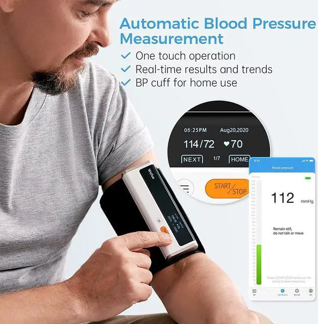 Alt view image 2 of 7 - Bluetooth Blood Pressure Monitor for Home Use, Upper Arm Blood Pressure Machine with Cuff Size 8.6"-16.5", Portable Digital BP Monitor with Free APP for iOS & Android, Reports Shareable