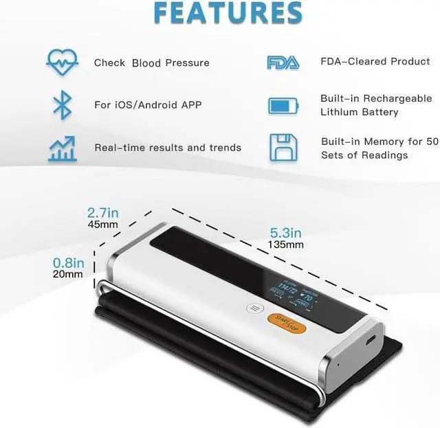 Alt view image 7 of 7 - Bluetooth Blood Pressure Monitor for Home Use, Upper Arm Blood Pressure Machine with Cuff Size 8.6"-16.5", Portable Digital BP Monitor with Free APP for iOS & Android, Reports Shareable