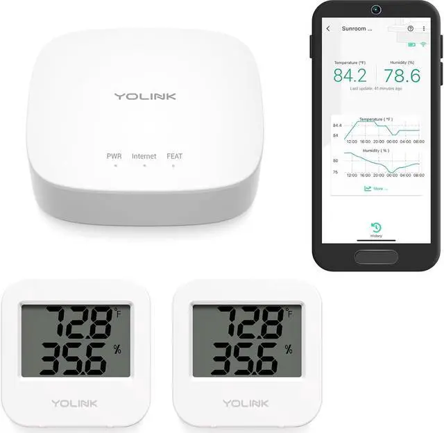 Main image of Smart Wireless Temperature/Humidity Sensor Wide Range for Freezer Fridge Monitoring Pet Cage/Tank Monitoring, App Alerts, Text/SMS, Email Alerts, Works with Alexa IFTTT, 2 Pack - Hub Included