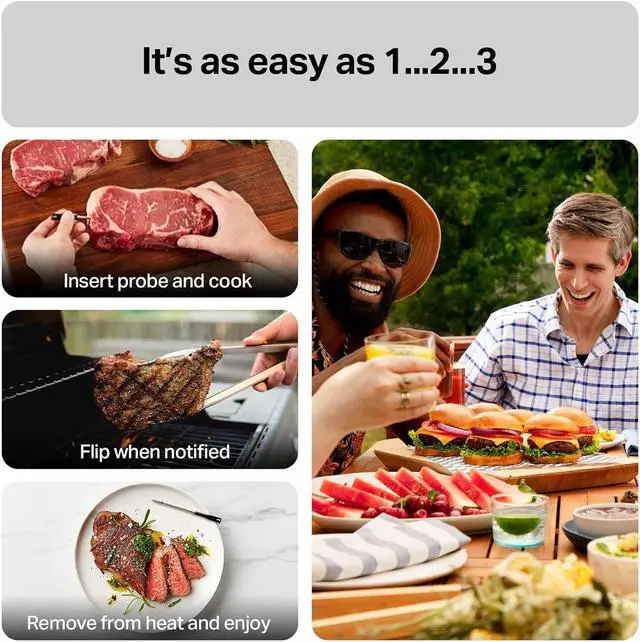Alt view image 3 of 7 - Sense Smart Wireless Meat Thermometer with 2 Ultra-Thin Probes, Unlimited Range Bluetooth Meat Thermometer, Digital Food Thermometer for Remote Monitoring of BBQ Grill, Oven