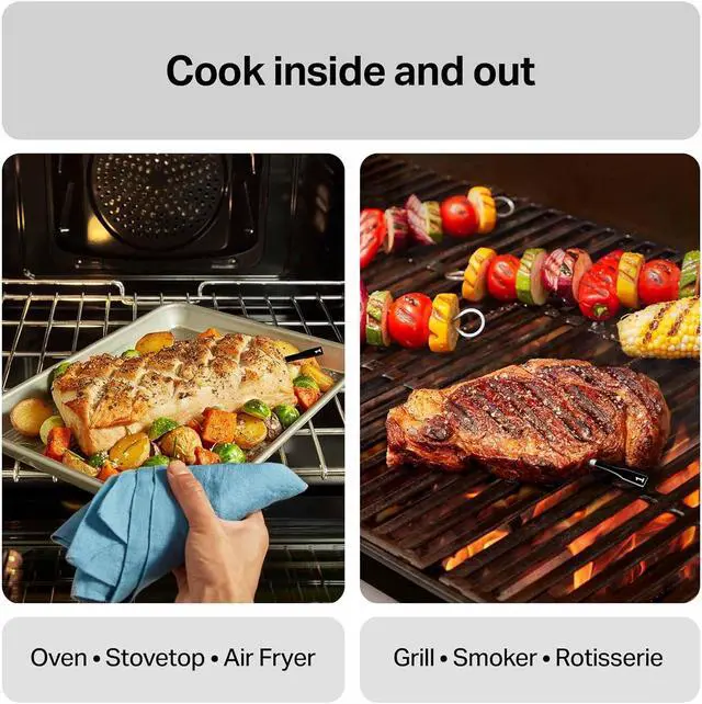 Alt view image 6 of 7 - Sense Smart Wireless Meat Thermometer with 2 Ultra-Thin Probes, Unlimited Range Bluetooth Meat Thermometer, Digital Food Thermometer for Remote Monitoring of BBQ Grill, Oven