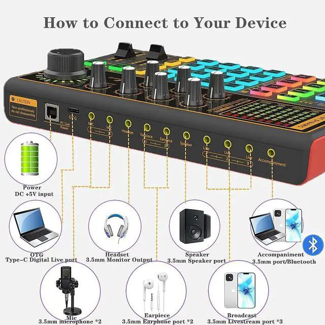 Alt view image 7 of 7 - K300 Sound Effects Board Set, LED Light Voice Changer Sound Card with Multiple Sound Effects - Podcast Equipment Bundle for Live Streaming/Laptop Computer Vlog/Living Broadcast YouTube or TikTok