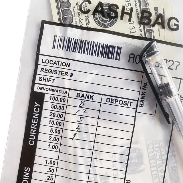 Alt view image 5 of 6 - Clear Plastic Small Bank Deposit Bags For Cash | Pack of 1000 | 5"x9"|Tamper Evident Bags | Write-On Panel and Tear-Off Receipt | Ideal for Cash Handling