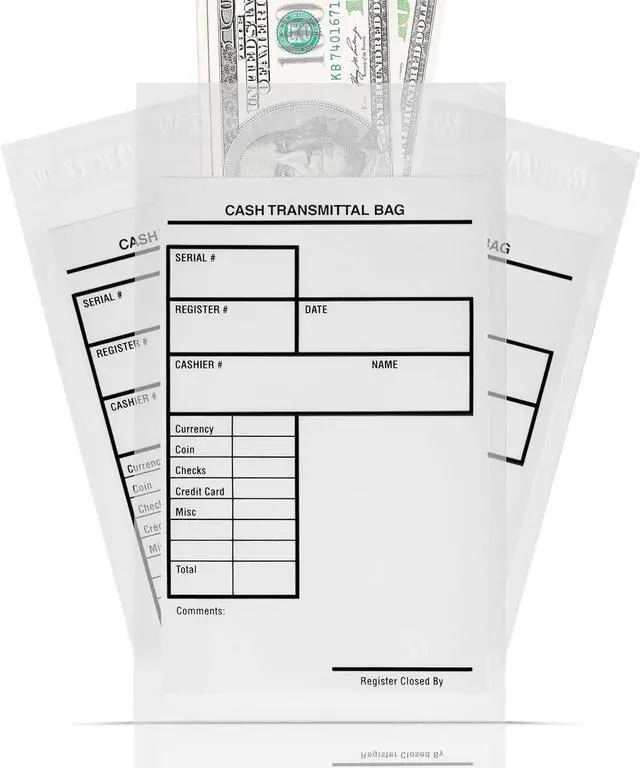 Main image of Proof Bank Deposit Bags - Self-Adhesive Seal, Write-On Surface, 6"x9" Clear Plastic Cash Envelopes | Pack of 500