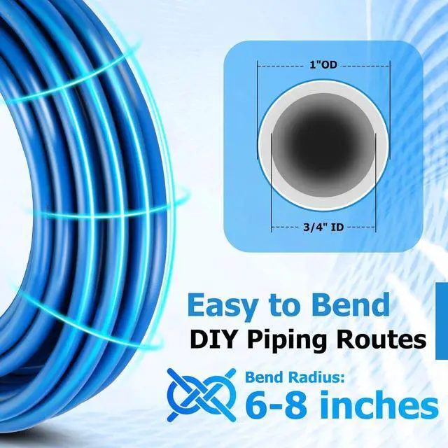 Alt view image 3 of 7 - Compressed Air Line Kit 3/4" x 100ft, Shop/Garage HDPE-Aluminum Air Line Kit for Connect Air Compressor, Compressed Air Piping System Install Kit Leak-Proof & Easy to Install