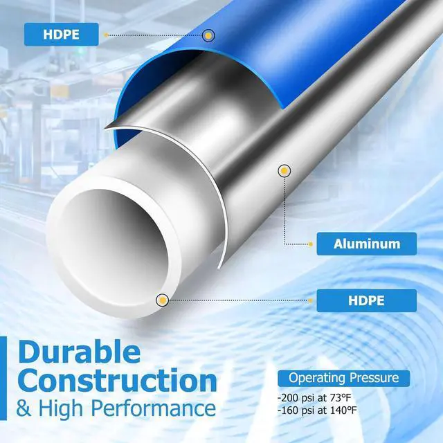 Alt view image 4 of 7 - Compressed Air Line Kit 3/4" x 100ft, Shop/Garage HDPE-Aluminum Air Line Kit for Connect Air Compressor, Compressed Air Piping System Install Kit Leak-Proof & Easy to Install