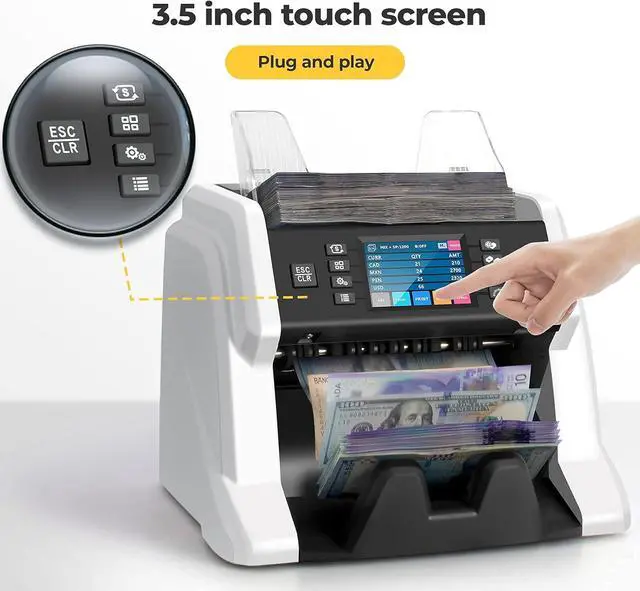 Alt view image 5 of 7 - BC-55 Premium Bank Grade Money Counter Machine Multi Currency Mixed Denomination Bill Cash Value Counter 2 CIS/UV/MG/MT/IR Serial Number Recording FCC Approved