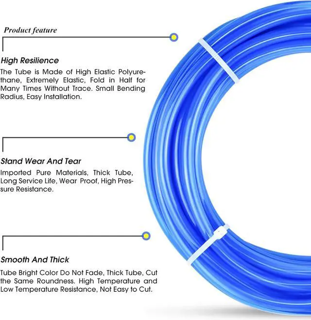 Alt view image 3 of 7 - Air Line 1/4 inch od Blue Polyurethane PU Air Hose Pipe Tube 60M/200FT