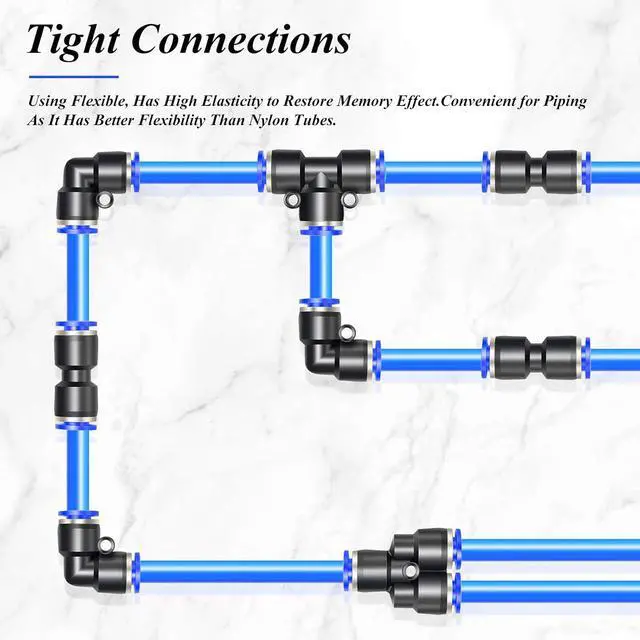 Alt view image 5 of 7 - Air Line 1/4 inch od Blue Polyurethane PU Air Hose Pipe Tube 60M/200FT