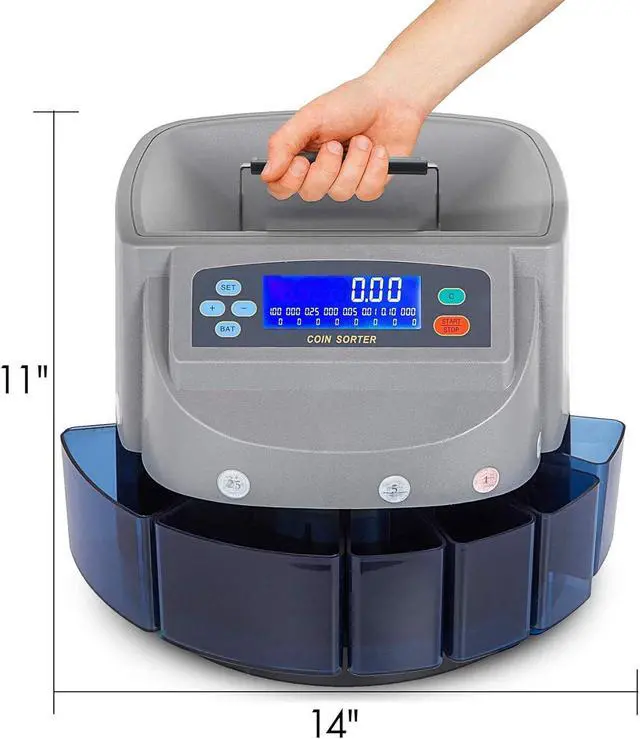 Alt view image 4 of 7 - Electronic USD Coin Sorter and Counter with LCD Display, Sorts 270 Coins Per Minute into Coin Wrappers or Bins, Coin Wrapper Tubes Included by EX ELECTRONIX EXPRESS