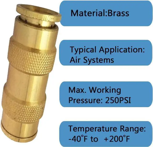 Alt view image 3 of 7 - Push to Connect Fittings 3/4 Inch Tube OD Pneumatic Fittings DOT Air Fittings Air Line Fittings Air Hose Fittings Air Compressor Quick Connect Fittings Brake Line Fittings 5pcs