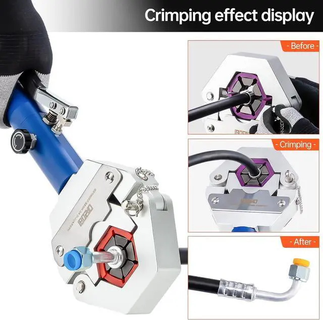 Alt view image 5 of 6 - AC Hose Crimper Hydra-Krimp 71500 Manual A/C Hose Crimper Kit Air Conditioning Repaire Handheld Hydraulic Hose Crimping Tool for BH Air Conditioner Hose & Beadlock A/C Fittings