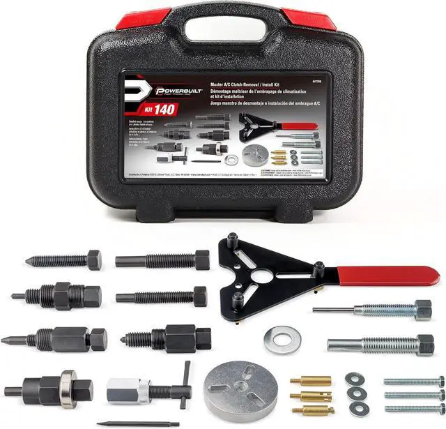 Main image of Master AC Clutch Removal & Installation Tool Kit, Service Automotive AC Compressor Clutches, Holding Tool, Installer, Remover - 647756, Black, 23 Piece