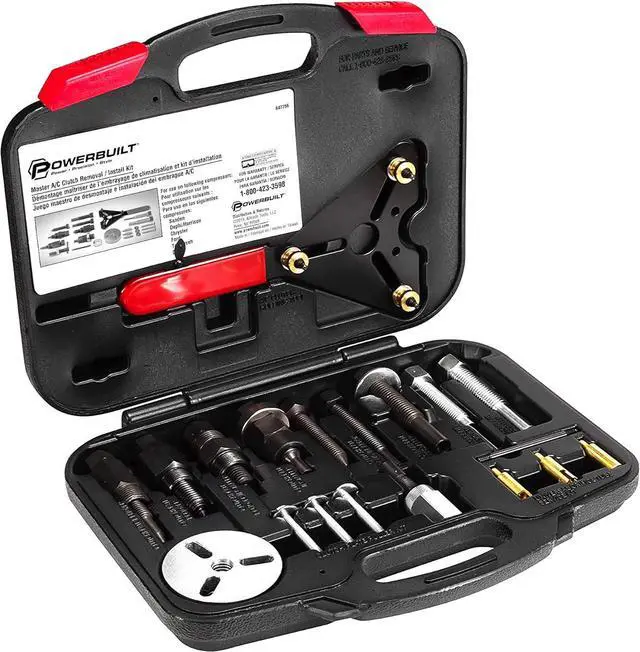 Alt view image 3 of 7 - Master AC Clutch Removal & Installation Tool Kit, Service Automotive AC Compressor Clutches, Holding Tool, Installer, Remover - 647756, Black, 23 Piece