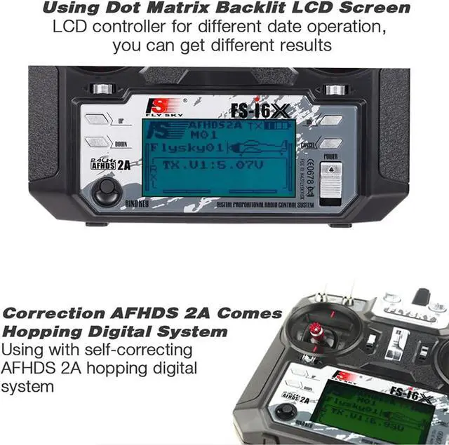 Alt view image 7 of 7 - FS-i6X 10CH 2.4GHz RC Transmitter Controller with iA6B Receiver Upgrade Cable for RC Boat Racing Drone