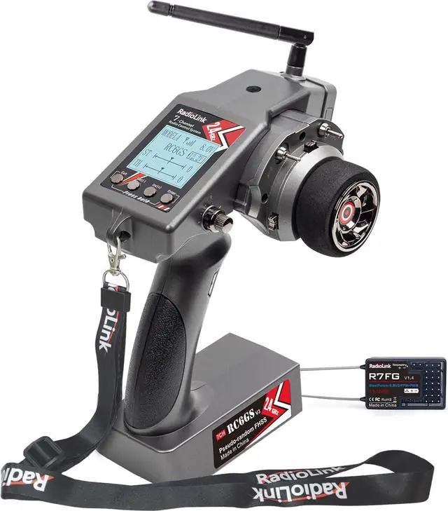 Main image of Radiolink RC6GS V3 7 Channels RC Transmitter and Waterproof Gyro Receiver R7FG, 30 Models Storage 2.4Ghz Voltage Telemetry Surface Remote Radio Controller for RC Crawler, Drifting, Car and Boat