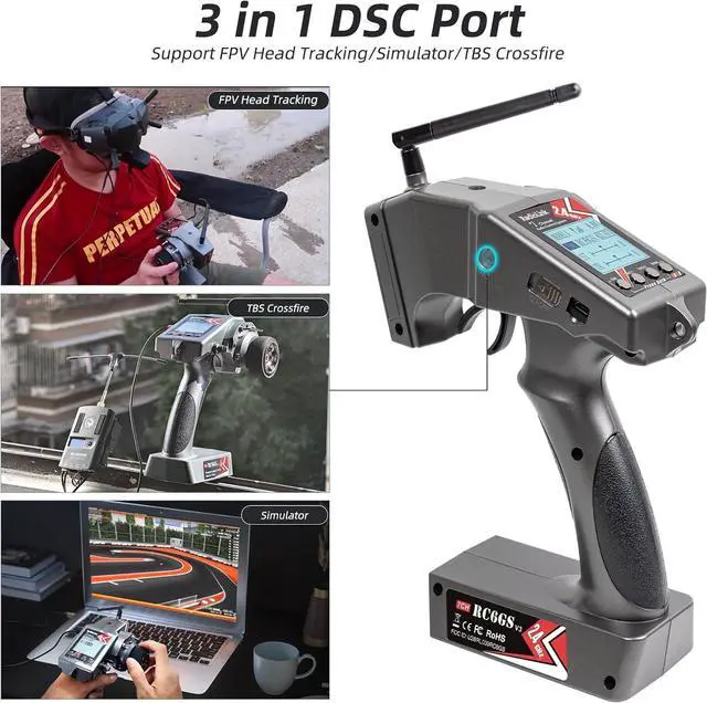 Alt view image 6 of 7 - Radiolink RC6GS V3 7 Channels RC Transmitter and Waterproof Gyro Receiver R7FG, 30 Models Storage 2.4Ghz Voltage Telemetry Surface Remote Radio Controller for RC Crawler, Drifting, Car and Boat