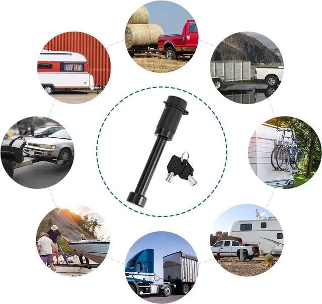 Alt view image 4 of 6 - Trailer Hitch Locks Receiver Lock Keyed Alike Fits Class III IV 2" 2-1/2" Receiver with 5/8" Dia 3-1/2 Long Pin and Anti-Rattle Rubber O-Rings, for Trailer Truck Car Boat (4 Pack)