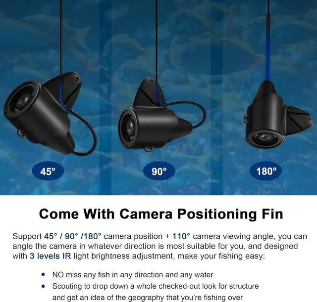 Alt view image 4 of 7 - Underwater Fishing Camera, Portable Fish Finder Camera HD 1000 TVL Infrared LED Waterproof Camera with 4.3 Inch LCD Monitor for Ice Lake Sea Boat Kayak Fishing
