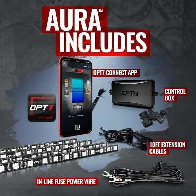 Alt view image 5 of 7 - Aura PRO Bluetooth Wheel Well LED Kit | 4pc Complete 24" Smart-Color Strips w/SoundSync & Door Assist - App Enabled- iOS & Android