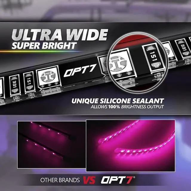 Alt view image 7 of 7 - Aura PRO Bluetooth Wheel Well LED Kit | 4pc Complete 24" Smart-Color Strips w/SoundSync & Door Assist - App Enabled- iOS & Android