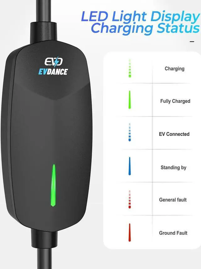Alt view image 3 of 7 - Level 2 EV Charger 7.68KW NEMA 14-50 Plug 32 Amp Portable Electric Vehicle Charger with 25ft Cable Outdoor SEA J1772 EV Car Charging Station Compatible with All J1772 Evs