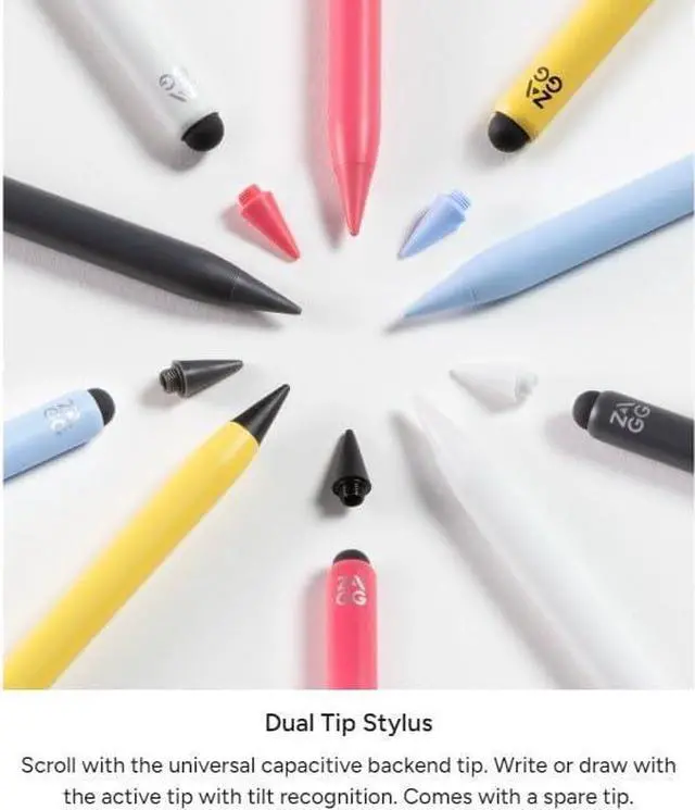 Alt view image 3 of 7 - Active Dual-Tip w/Capacitive Back-End, Wireless Charging, Palm Rejection, Tilt Recognition -Compatible w/iPad Pro 11/12.9 (3,4, & 5 Gen)/Air 10.9/iPad 10.2/9.7/Mini 5 & 6 - Yellow