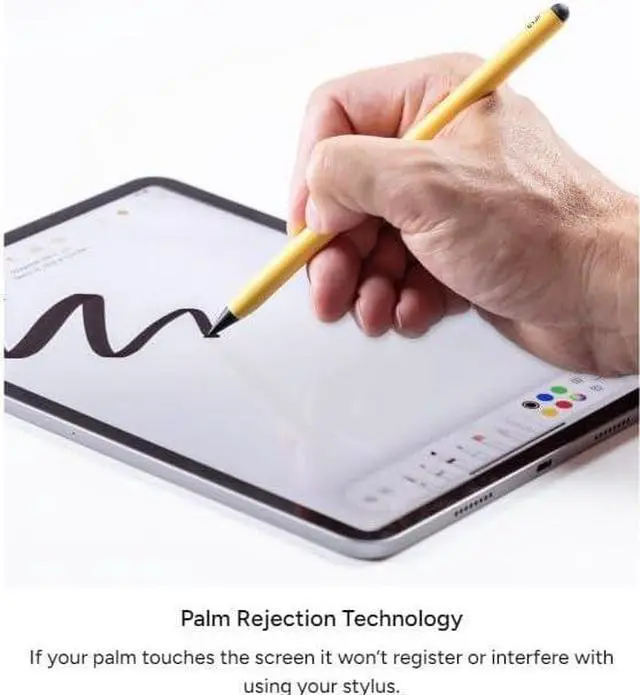 Alt view image 7 of 7 - Active Dual-Tip w/Capacitive Back-End, Wireless Charging, Palm Rejection, Tilt Recognition -Compatible w/iPad Pro 11/12.9 (3,4, & 5 Gen)/Air 10.9/iPad 10.2/9.7/Mini 5 & 6 - Yellow