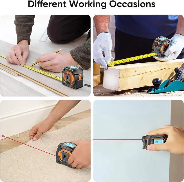Alt view image 7 of 7 - Laser Tape Measure 197Ft Laser Measurement & 16Ft Manual Measuring Digital Tape Measure Support to Pythagorean Mode, Area, Volume, Ft/Ft+in/in/M Unit Distance Meter for Woodworker Tool