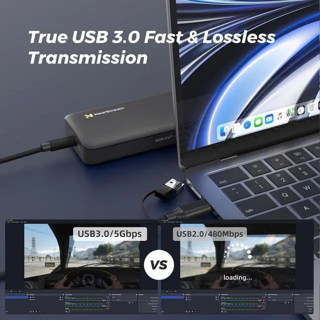 Alt view image 4 of 7 - 4K HDMI Capture Card, USB 3.0 Video Capture Card for Streaming, Recording in 1080P 60FPS with Ultra-Low Latency, Compatible with PS4/PS5/Switch in OBS, YouTube, Works with PC/Mac (CCD10)