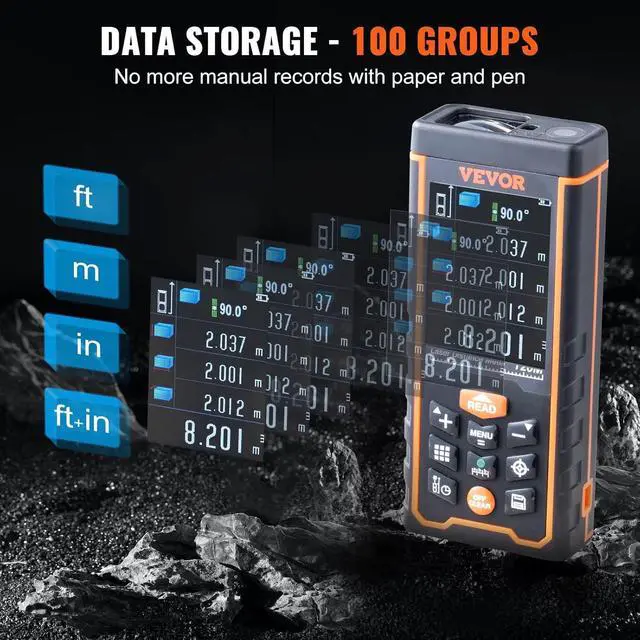 Alt view image 6 of 7 - 400ft Laser Measure, Distance Meter with Camera, Electronic Angle, M/Ft/In Unit Switching, 2.4'' Colorlit Screen, Measure Distance/Area/Volume, Pythagorean Mode  400 Feet -