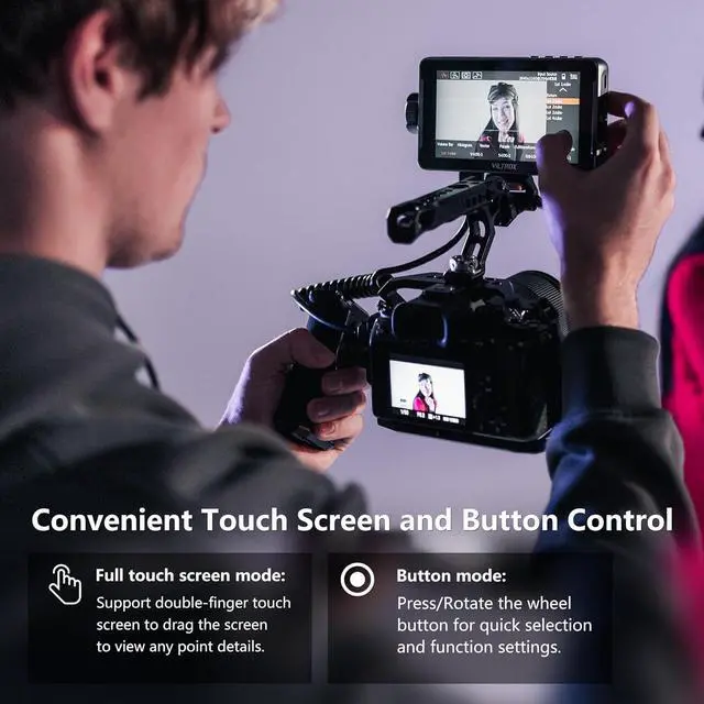 Alt view image 4 of 7 - DC-550 Pro Touchscreen Camera Field Monitor 4K HDMI (5.5 Inch) DSLR Camera Monitor with Battery Sunshade Hood 3D Lut Peaking Focus Assist 1200 nits 160° Wide View Angle DC 12V Type-C 5V in