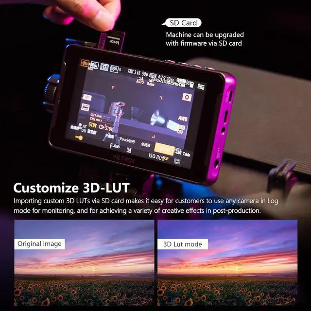 Alt view image 5 of 7 - DC-550 Pro Touchscreen Camera Field Monitor 4K HDMI (5.5 Inch) DSLR Camera Monitor with Battery Sunshade Hood 3D Lut Peaking Focus Assist 1200 nits 160° Wide View Angle DC 12V Type-C 5V in
