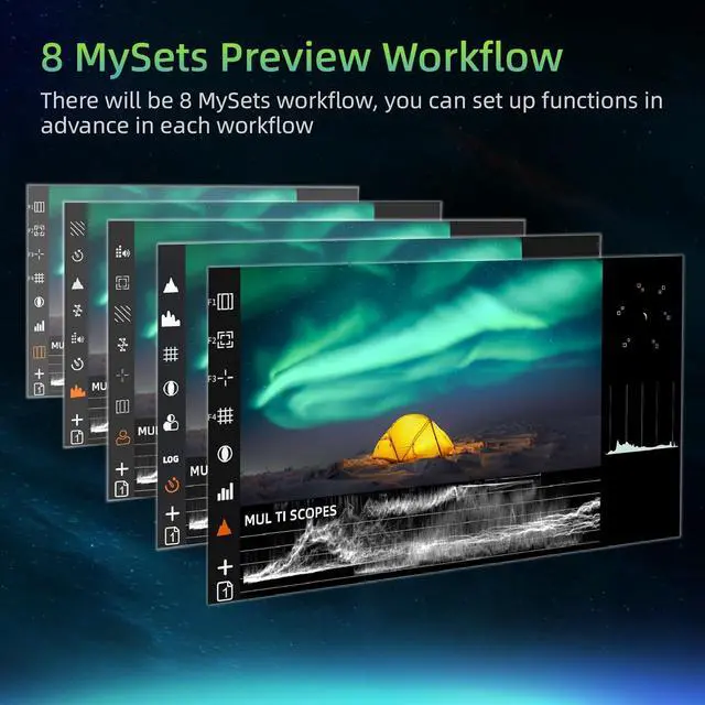 Alt view image 4 of 7 - T5+ 5.5 Inch 1000nits Camera Monitor, Customizable False Color Field Monitor, HDR 4K HDMI Input 8 MySets Preview Workflow DSLR Monitor, Peaking Focus Assist, Waveform, 3D Lut, One-Key Operation