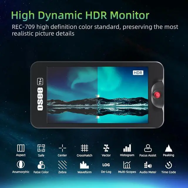 Alt view image 6 of 7 - T5+ 5.5 Inch 1000nits Camera Monitor, Customizable False Color Field Monitor, HDR 4K HDMI Input 8 MySets Preview Workflow DSLR Monitor, Peaking Focus Assist, Waveform, 3D Lut, One-Key Operation