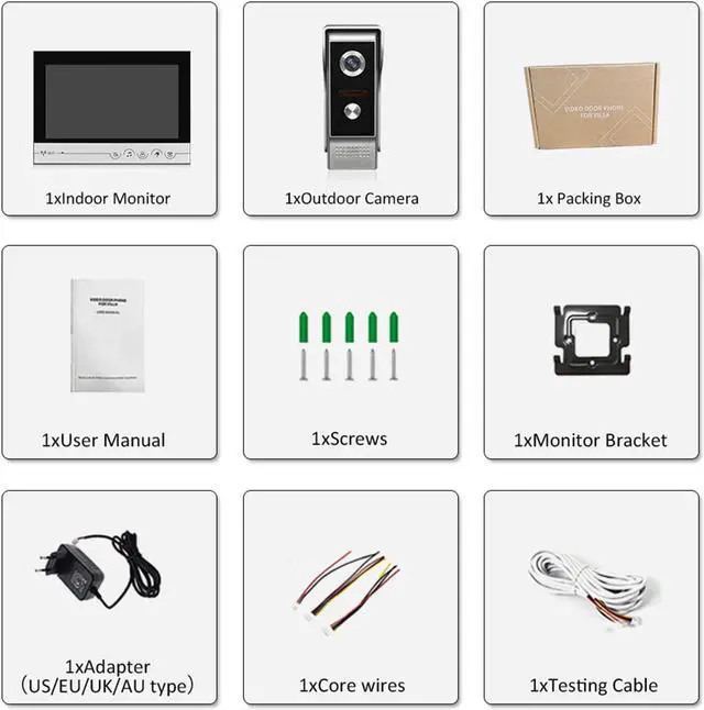 Alt view image 5 of 7 - 9inch Wired Video Intercom System with Camera and Monitor Doorbell,Doorbell Camera with Monitor Supports Unlocking,Monitoring,Dual-Way Intercom for Villa Home Office Apartment