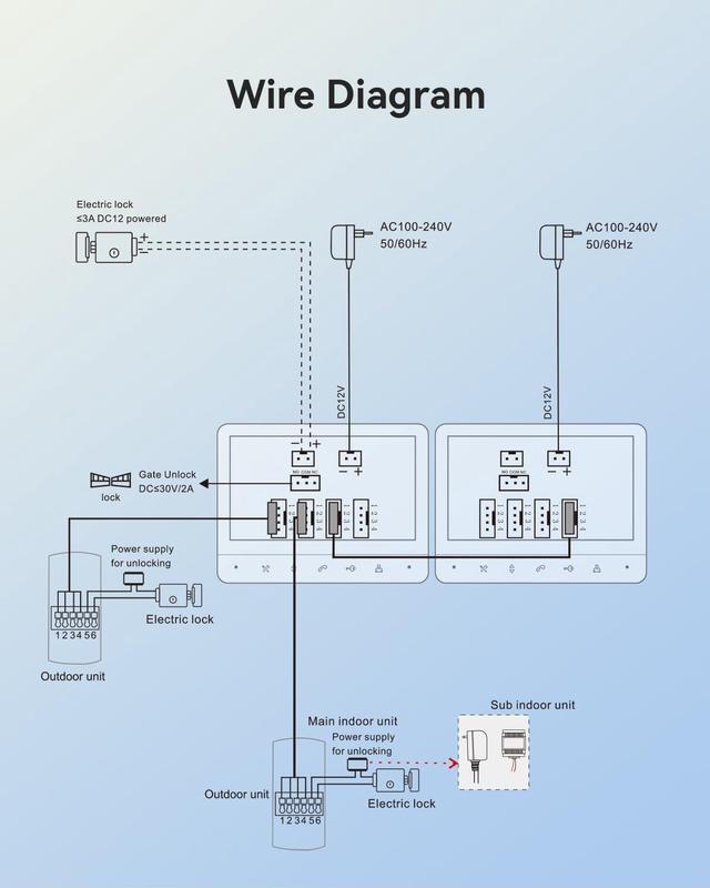 Alt view image 6 of 7 - Wired Video Intercom System, 7 Inch Ring Video Doorbell with Night Vision Support Remote Unlock, Dual-Way Intercom for Villa House Office Apartment with 1-Camera and 2-Monitor